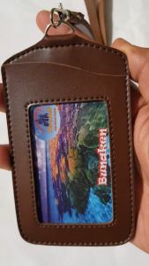 Name Tag Kulit ID Card Holder Gantungan Keplek Nama Kartu Identitas Lanyard Nametag