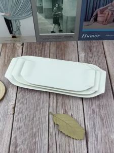 จานเซรามิค จานเปลเหลี่ยม จานซูชิ เนื้อโบนไชน่า สีขาว มีให้เลือก 3 ขนาด: 4