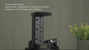 LDNIO Vertical Power Tower Socket With UK 6 Pin + 4 USB Fast Charger Wireless Charging Source Socket Safe Power Extesnion QC3.0 PD30W