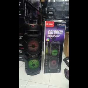 BMT-8220S Colorful Bass Speaker HiFi System | 18000W P.M.P.O Super Loud Sound | Dual 8-Inch Woofers | Bluetooth Connectivity | RGB Light Party Speaker | Wireless Microphone Included | Rechargeable Battery | USB TF Card Playback | Karaoke Box