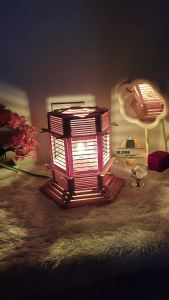 Prakarya Handmade Lampu Tidur Aesthetic Hexagon Putih Warm Bahan Kayu Stik Es Krim Type HL1