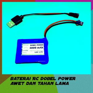 Paling murah!..Baterai RC Dobel power 3 7 volt 4000mAh + USB charger awet tahan lama