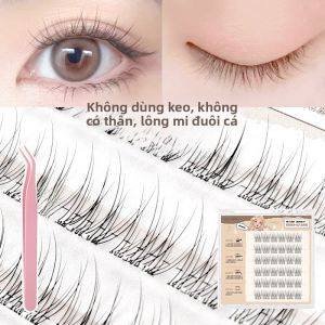 Mi Giả Không Cần Keo Rulin Po 10mm Ngắn Cong Đuôi Cá Tự Nhiên Giả Mím Mắt Dạng Rời Mi Giả Dạng Cong Mềm Mại Cho Mắt Khô Và Dầu