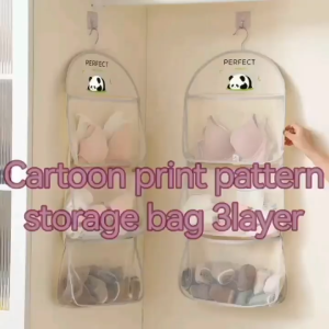 3-Layer Hanging Mesh Storage Bag for Underwear Socks and Bras Multi-Tier Organizer for Dorms and Home