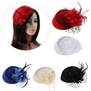 Fascinator Hat Headband Feather Flower Brides Hair Accessories Vintage Party Wedding Girls Hat