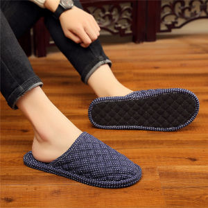 รองเท้าแตะพื้นไม้แบบเงียบ พื้นผ้าฝ้ายแท้ รองเท้าแตะสำหรับใส่ในบ้าน รองเท้าแตะแบบสวมหัว รองเท้าแตะสำหรับผู้ชายและผู้หญิง