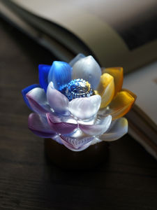 New LED Seven-Color Glass Lotus Lamp Electric Buddha Altar Long-Burning Lamp Home Buddha Offering Lamp Guanyin