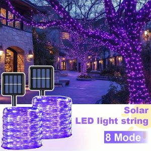 Garden Decoration Outdoor Festoon Solar Garland LED Fairy Copper Wire Light String Holiday Lighting for Wedding Party Christmas