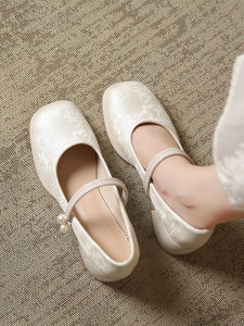 Retro French Mary Jane Shoes Womens New 2025 Spring Evening Wind Match Cheongsam Skirt Low Cut Thick High Heel Single Shoes