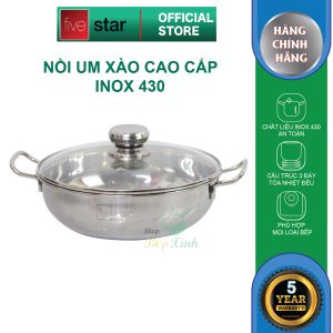 Bộ 2 nồi xửng hấp inox 430 cao cấp Fivestar 3 đáy từ  nắp kính 24cm / 26cm / 28cm ( tặng 1 vá canh )