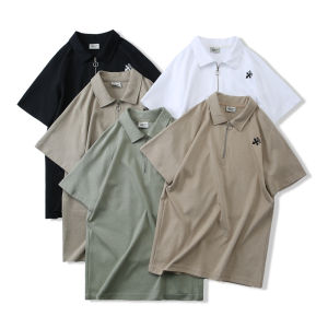 Áo Sơ Mi Polo Nam Thời Trang Có Cổ Thêu Và Thiết Kế Nửa Dây Kéo Để Mặc Thường Ngày Mùa Hè