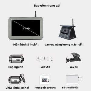 Camera Quan Sát Phía Sau Không Dây WIFI Cho Xe Cắm Trại Xe Tải Xe Kéo RV Sử Dụng Năng Lượng Mặt Trời Màn Hình AHD 5 Inch Có Giá Đỡ Nam Châm Phạm Vi 100M