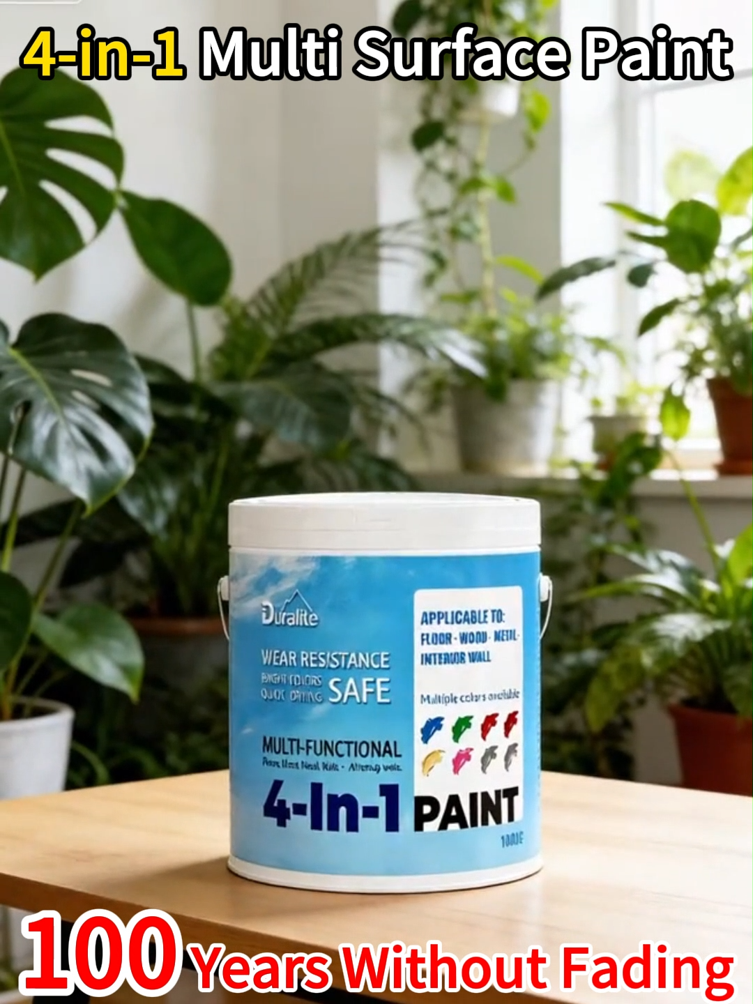 ✨Suitable For Multiple Materials✨4-in-1 Multi Surface Paint 1000g with tools For Metal Wood Furniture Stone Ceramics Glass Walls Concrete Metal Coating All Purpose Paint Waterproof Not Fading Prevent Mold Waterproof Remover Anti-Rust Primer