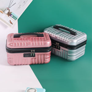 Portable 16-Inch Handheld Luggage Compact Makeup Bag with Password Lock Cosmetic Storage Box Womens Travel Organizer