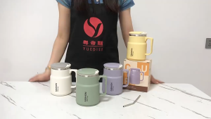 [NEW ARRIVAL] 600ml 304 Stainless Steel Insulated Mug Thermos Mug With Lid Folding Spoon and Filter Office Tea Cup