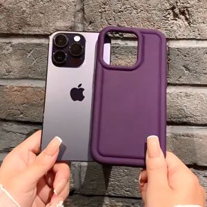 Retro Color Soft Silicone Anti-fall Phone Case For iPhone 14 13 12 11 Pro Max 6 7 8 Plus XR XS Max X Solid Color Shockproof Phone Casing Skin-friendly Phone Cover Shell