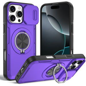 szhaiyu | Armor Magnetic Bracket Phone Case for IPhone 17 Pro Max 16 15 Plus 14 13 12 Pro for MagSafe Wireless Charging Ring Holder Cover