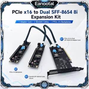 PCI Express Gen4 X16 to Dual SlimSAS SFF-8654 Bifurcation Riser Kit GPU Graphics Card Extension Adapter for Server PC