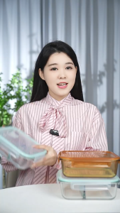 Glaven Microwave Safe Glass Lunch Box Leakproof Glass Container Lock Bekas Makanan Lunch Box Bekas Bekal Makanan Tahan Panas 便当盒 琥珀色玻璃饭盒