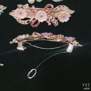 F4 Jepit Rambut Otomatis 85cm Aksen Bunga Jepit Rambut Logam Ponytail Barrette Hair Clip AJ43