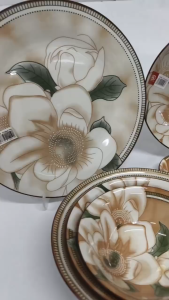 TablewareCAMELLIA GREEN plate bowl soup bowl rice bowl Glass ware CERAMIC PLATE