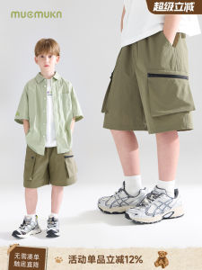 Outdoor Exploration Lightweight Quick Dry Sweat Wicking Asymmetric Workwear Shorts Camping Boys Summer New Polyester Fiber Casual Style Elastic Waist Short Pants Non-Fleece Lined Standard Fit Breathable