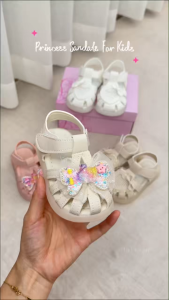 Princess Sandals Leather Soft Sole LED Light Up Flats For Girls 1-3 Years Old Size 21-26