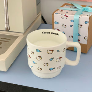 Cute Ceramic Coffee Mug  Style Breakfast Cup High Aesthetic Value Gift Box Set Cartoon Pattern Universal Use 301mL-400mL
