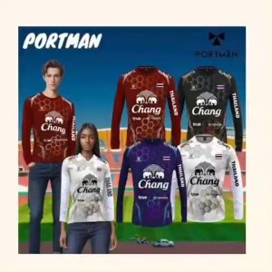 PORTMAN เสื้อกีฬา เสื้อกีฬาแขนยาว แขนจั้ม สกรีนช้าง PIM 02 ไซต์ S-5L