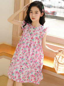 Váy Voan Lụa Mùa Hè Cho Bé Gái Váy Công Chúa Mỏng Họa Tiết Hoa Váy Vest Trẻ Em Váy Cotton Cho Bé Gái