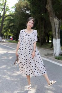 Summer Loose Thin Cotton Silk Dress Womens Korean Style Slimming Floral Skirt Artificial Cotton Holiday Beach Long Skirt