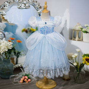Elsa Princess Skirt Girls Birthday Dress Glowing Wings Childrens Ice Age Frozen Cotton Gored Skirt Summer Fashion Kids Clothing
