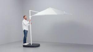 ร่มสนามเสาข้างพร้อมโครง ขาว 270 ซม.(ไม่รวมที่ครอบฐาน)  Parasol  hanging white 270 cm (Not including Base cover )