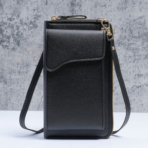 2024 Simple new fashion Korean version of one-shoulder messenger bag large capacity ladies long wallet solid color mobile phone