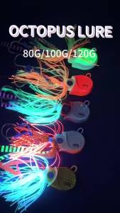 Mồi Câu Bạch Tuộc TAKEDO JY03 80G 100G 120G Đầu Jig Kim Loại Mồi Câu Rê Kèm Chân Váy Cao Su BK* Móc Phụ Trợ Dùng Cho Câu Biển Sông Hồ.