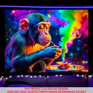VIKAMA Rainbow Smoke Gorilla Glitter Tapestry Living Room Feature Wall Decor Creative Visual Focal Point Room Accent