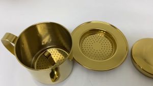 Bộ phin cà phê inox 304 vàng titan cao cấp 6.5cm dùng cho 1 người