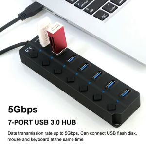 Multi USB 3.0 Hub Expander 4/7 Ports Splitter USB Port Hub USB PC Computer Accessories Laptop Splitter with Independent Key Switch