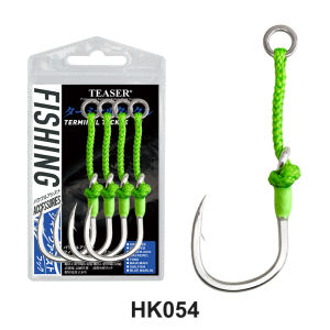 TEASER 4PC HK054 High-carbon Steel Sea Fishing PE Binding Line High-tension Boat Fishing Large Object Auxiliary Single Hook