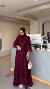 NEW Syerina Tille Dress gamis kondangan baju dewasa murah terbaru 2023 dress pesta bridesmaid busui friendly bahan ceruti baby doll baju dress lebaran graduation model kekinian viral gamis muslim brukat bisa COD-KL