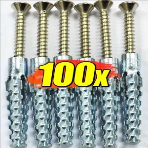 100/50/30Sets Metal Tube Expansion Self Tapping Screw / Heavy Duty Steel Wall Anchor / Tree Shaped Steel Wall Anchor with Screws / Concrete Wall Anchors Fastener Bolt Kit