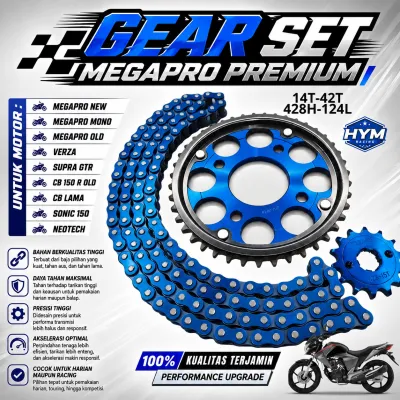 GEAR SET GIR PAKET MEGAPRO NEW MOTOR CB 150RMEGA PRO 14T-42T 428H-124L GOLD VERZA CB 150R OLD