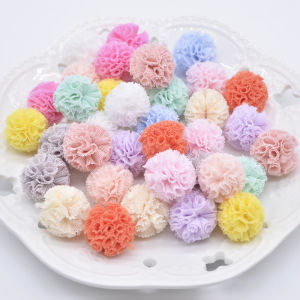 50pcs 0.79inch Colorful Elastic Mesh Flower Ball for Sewing on Scarf Shoes Hats Fur Headwear Hair Clip Bow Additions