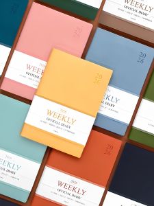 Indigo Business Simple 2026 Weekly Planner A5 Leather Notebook Diary Plan Book PU Cover Thread Binding Dated Pages for Office Use