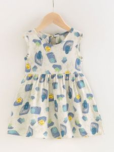 Princess Style Cotton Silk Girls Dress Summer Children Small Girl Vest Dress A-Line Skirt Floral Print Casual Wear for Girls