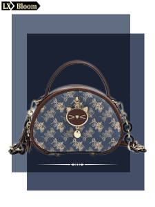 Elegant Floral Print Handbag Small round Womens Bag Versatile Work Bag Single Shoulder Soft PU Leather Casual Commuter Bag