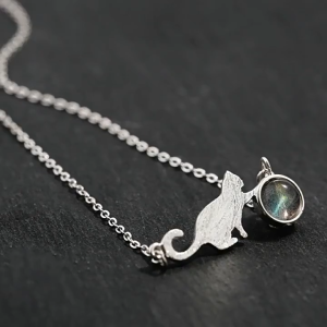Dây chuyền bạc nữ mẫu mèo vờn đá chất liệu bạc 925 mẫu mới sang trọng APRIL JEWELRY DC019