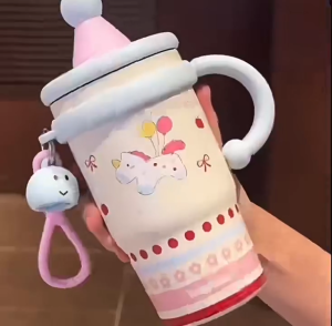 【JCSYFAC】 Hot And Cold 600ml Girls Tumbler Stainless Steel 316 Cute Cartoon for Safe Travel and Office Use