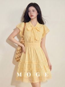 Elegant French Lace Embroidery Slimming Dress