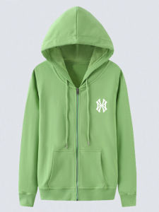 Mùa Xuân Mùa Thu Mỏng Xanh Lá Có Mũ Khóa Kéo Áo Khoác Cardigan Áo Nỉ Áo Sweatshirt Đường Phố Màu Tinh Khiết Thoải Mái Áo Dài Tay Thể Thao Áo Khoác Nữ Thời Trang